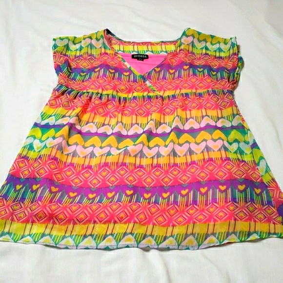 George Multi-Color Blouse with Tank Underneath - Picture 3 of 11